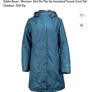 EDDIE BAUER GIRL ON THE GO INSULATED FULL ZIP TRENCH COAT TALL SZ M